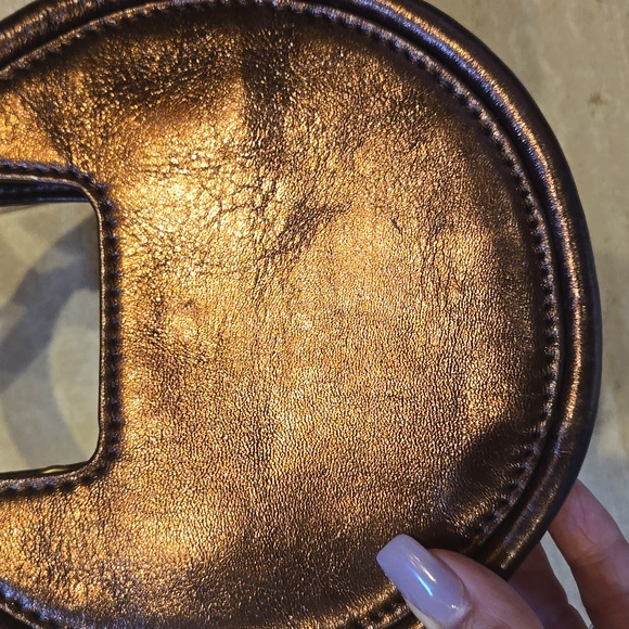 Anthropologie Metallic Copper Bronze 100% Sheep Leather Versatile Bag - Picture 2 of 10